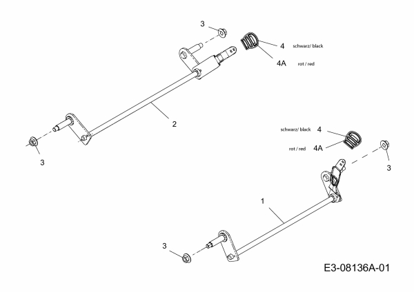 Ersatzteile MTD Benzin Rasenmäher ohne Antrieb Smart 46 PB Typ: 11A-TA5B600  (2015) Achsen, Höhenverstellung 