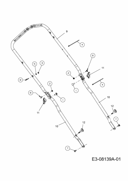 Ersatzteile MTD Benzin Rasenmäher ohne Antrieb Smart 42 PO Typ: 11A-LCJD600  (2013) Holm 