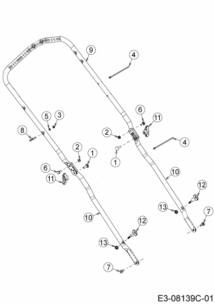 Ersatzteile MTD Benzin Rasenmäher mit Antrieb Smart 42 SPO Typ: 12D-LASJ600  (2016) Holm 