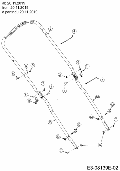 Ersatzteile MTD Benzin Rasenmäher ohne Antrieb Smart 42 PO Typ: 11C-LASJ600 (2020) Holm ab 20.11.2019 