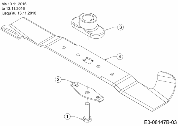 Ersatzteile WOLF-Garten Benzin Rasenmäher ohne Antrieb A 4600 Typ: 11A-TOSC650  (2017) Messer, Messeraufnahme bis 13.11.2016 