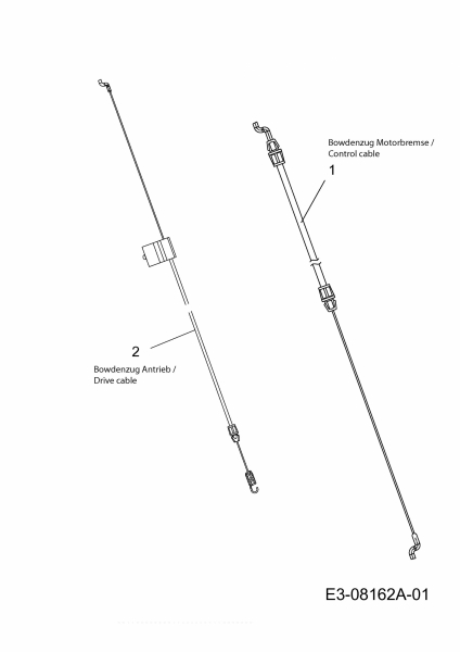 Ersatzteile MTD Benzin Rasenmäher mit Antrieb Smart 42 SPO Typ: 12D-LASJ600  (2016) Bremszug, Schaltzug 