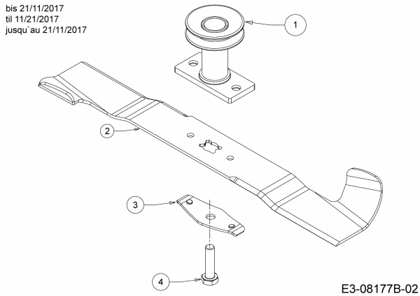 Ersatzteile MTD Benzin Rasenmäher mit Antrieb Smart 46 SPO Typ: 12D-TASJ600  (2017) Messer, Messeraufnahme bis 21/11/2017 