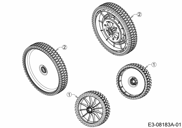 Ersatzteile MTD Benzin Rasenmäher mit Antrieb Optima 46 SPBHW Typ: 12C-TH5C600  (2020) Räder 