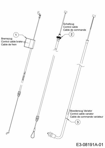 Ersatzteile MTD Benzin Rasenmäher mit Antrieb Advance 53 SPKVHW Typ: 12AKPN7D600  (2016) Bowdenzüge 