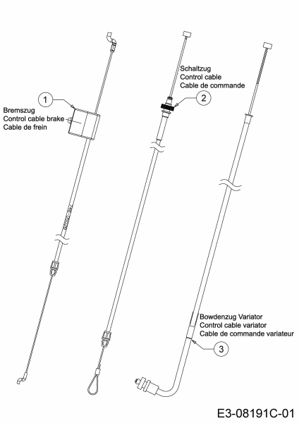 Ersatzteile MTD Benzin Rasenmäher mit Antrieb Advance 53 SPKVHW Typ: 12AKPN7D600 (2019) Bowdenzüge 