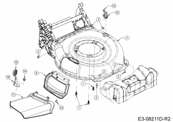 Ersatzteile MTD Benzin Rasenmäher mit Antrieb 53 SPSBHW Typ: 12D-PH5L600 (2019) Deflektor, Mähwerksgehäuse, Mulchklappe, Waschdüse 