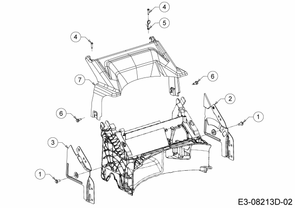 Ersatzteile MTD Benzin Rasenmäher mit Antrieb Advance 53 SPKHW Typ: 12B-PN7D600  (2020) Abdeckung hinten, Holmbraketten 