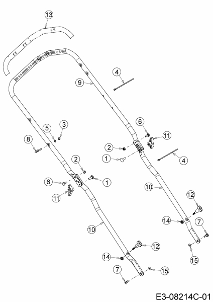 Ersatzteile MTD Benzin Rasenmäher mit Antrieb Advance 53 SPKHW Typ: 12B-PN7D600  (2020) Holm 