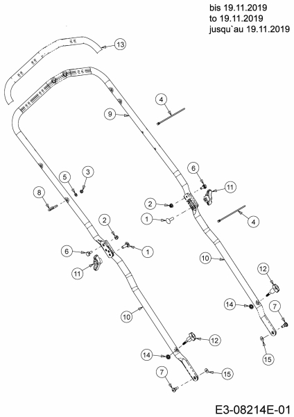 Ersatzteile MTD Benzin Rasenmäher mit Antrieb 53 SPSBHW Typ: 12D-PH5L600 (2020) Holm bis 19.11.2019 