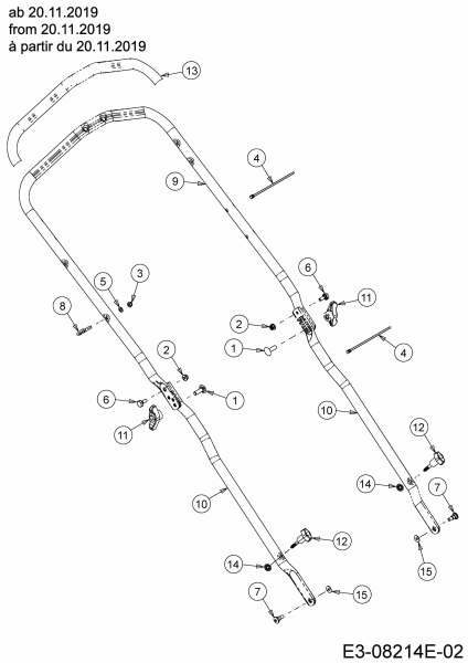 Ersatzteile MTD Benzin Rasenmäher mit Antrieb Advance 53 SPKHW Typ: 12C-PN7D600 (2020) Holm ab 20.11.2019 