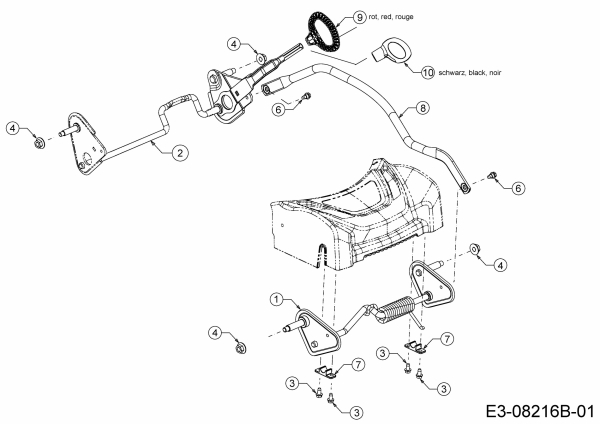 Ersatzteile MTD Benzin Rasenmäher mit Antrieb Optima 53 SPHHW Typ: 12A-PH9Q600  (2015) Höhenverstellung 