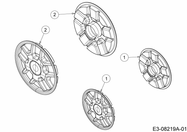 Ersatzteile MTD Benzin Rasenmäher mit Antrieb Optima 53 SPHHW Typ: 12C-PHDQ600 (2019) Radkappen 