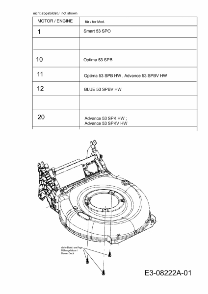 Ersatzteile MTD Benzin Rasenmäher mit Antrieb Advance 53 SPBVHW Typ: 12AKPN8T600  (2013) Motor 