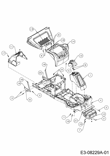 Ersatzteile WOLF-Garten Rasentraktor Scooter Mini / RDE 60 M Typ: 13A326SC650F  (2015) Frontgewicht, Verkleidungen 