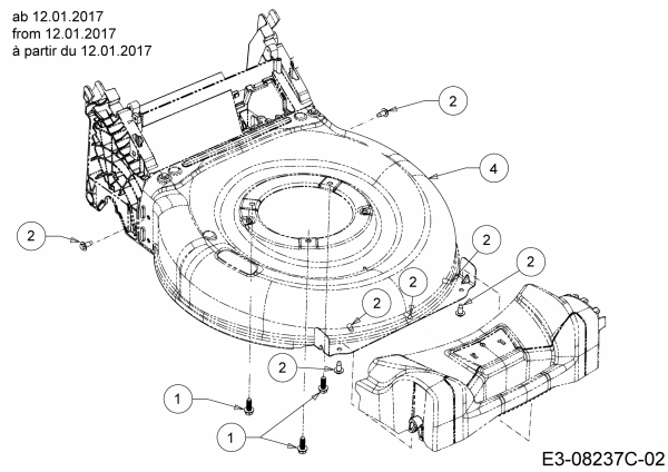 Ersatzteile MTD Benzin Rasenmäher mit Antrieb SP 53 B Typ: 12B-PC8R600  (2017) Mähwerksgehäuse ab 12.01.2017 