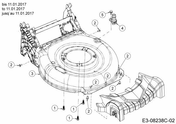 Ersatzteile MTD Benzin Rasenmäher mit Antrieb SP 53 B Typ: 12B-PC8R600  (2017) Mähwerksgehäuse, Waschdüse bis 11.01.2017 