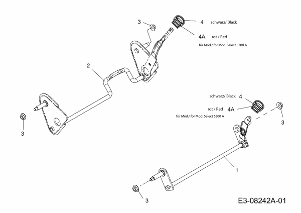 Ersatzteile MTD Benzin Rasenmäher mit Antrieb Smart 53 SPO Typ: 12A-PCJT600  (2013) Höhenverstellung 