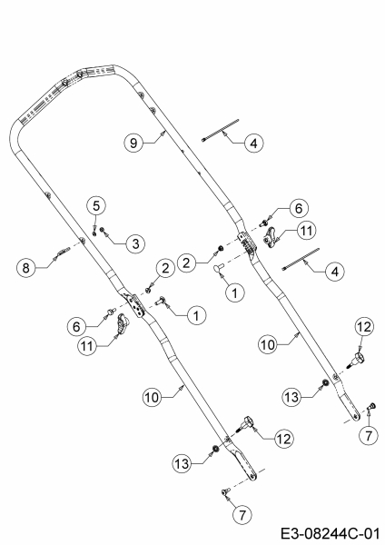 Ersatzteile MTD Benzin Rasenmäher mit Antrieb 53 SPOES Typ: 12AEPYS7600  (2016) Holm 