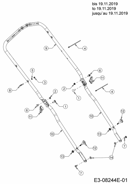 Ersatzteile MTD Benzin Rasenmäher mit Antrieb Smart 53 SPO Typ: 12B-PCJ6600 (2020) Holm bis 19.11.2019 