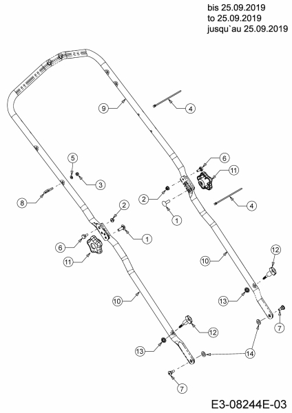 Ersatzteile MTD Benzin Rasenmäher mit Antrieb 53 SPSBHW Typ: 12D-PH5L600 (2019) Holm bis 25.09.2019 