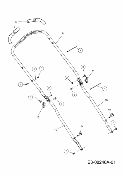 Ersatzteile MTD Benzin Rasenmäher mit Antrieb Advance 53 SPBVHW Typ: 12AKPN8T696  (2013) Holm 