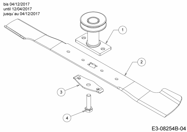 Ersatzteile MTD Benzin Rasenmäher mit Antrieb SP 53 HWK Typ: 12C-PD7D600  (2018) Messer, Messeraufnahme bis 04/12/2017 