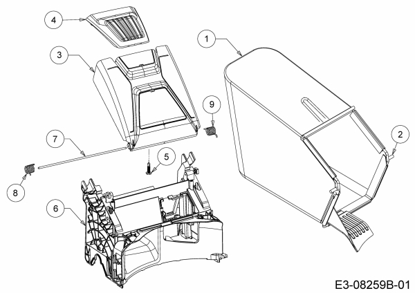 Ersatzteile MTD Benzin Rasenmäher mit Antrieb Optima 53 SPHHW Typ: 12A-PH9Q600  (2014) Grasfangsack, Heckklappe, Leitstück hinten 