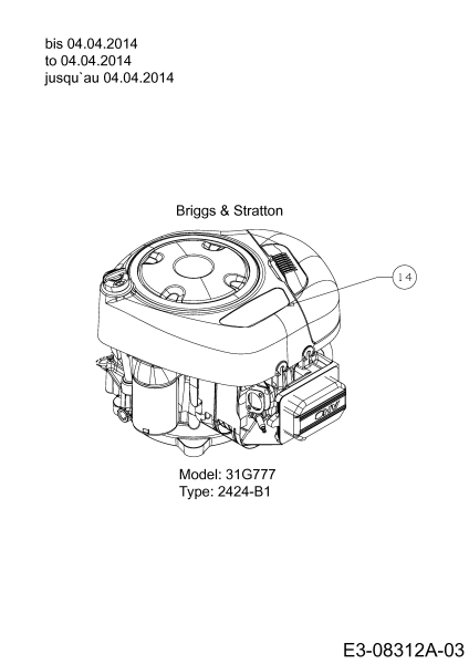 Cub Cadet Ersatzteile Rasentraktoren CC 1018 AN 13HD90AN603  (2014) Motor Briggs & Stratton bis 04.04.2014