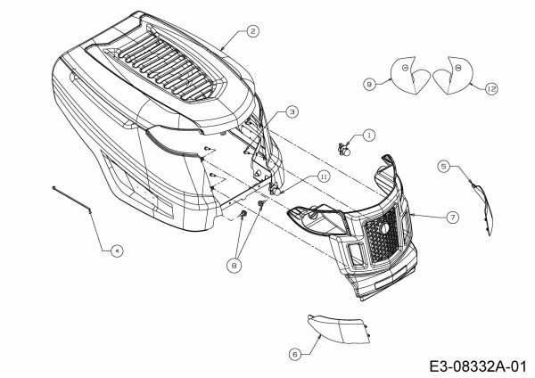Ersatzteile MTD Rasentraktor 220/105 H Typ: 13HU99KN676  (2014) Motorhaube K-Style 