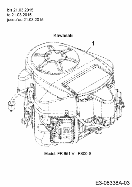 Ersatzteile WOLF-Garten Rasentraktor Expert 105.220 H Typ: 13HF91WN650  (2015) Motor Kawasaki bis 21.03.2015 