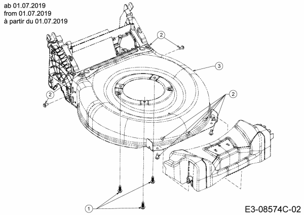 Ersatzteile MTD Benzin Rasenmäher ohne Antrieb Smart 42 PO Typ: 11C-LASJ600 (2019) Mähwerksgehäuse ab 01.07.2019 