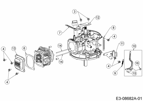 Ersatzteile MTD-Motoren Vertikal 1X65RH Typ: 752Z1X65RH  (2015) Reglerhebel, Ventildeckel