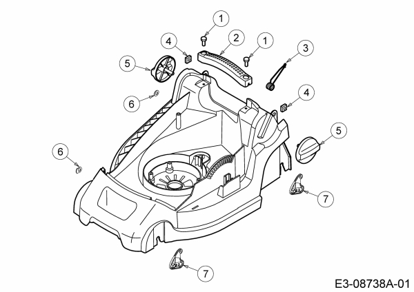 Ersatzteile WOLF-Garten Elektro Rasenmäher ohne Antrieb Expert 34 E Typ: 18BWF1S-650  (2019) Tragegriff 