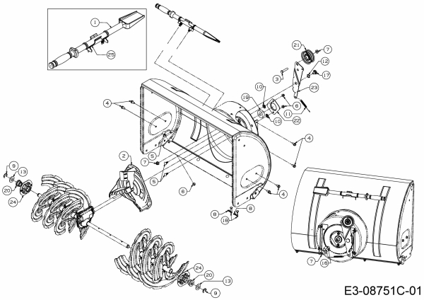 Ersatzteile MTD Schneefräse SMART ME 61 Typ: 31BW6BF2678  (2020) Reinigungswerkzeug, Schaufelrad 