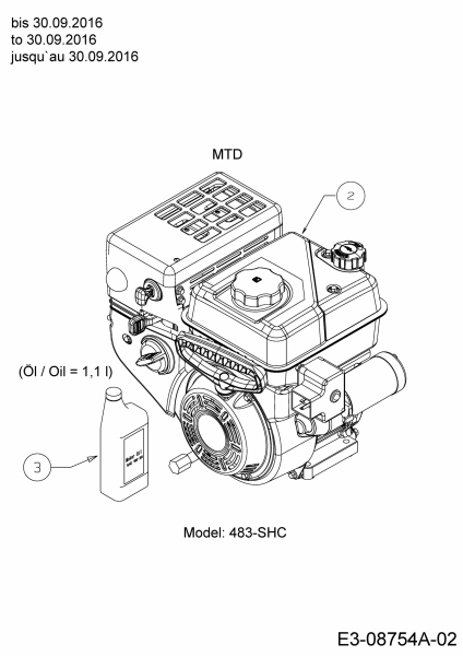 Ersatzteile MTD Schneefräse Optima ME 76 Typ: 31AY55T5678  (2017) Motor MTD bis 30.09.2016 