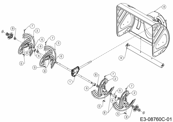 Ersatzteile MTD Schneefräse Optima ME 66 Typ: 31BY5FT3678  (2020) Fräsgehäuse, Schnecke, Schneckenantrieb 