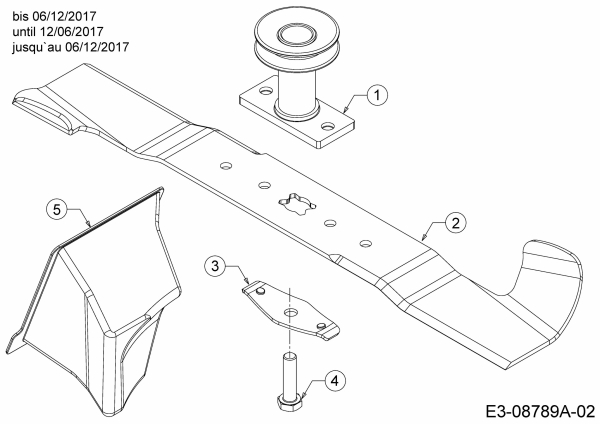 Ersatzteile Mr.Gardener Motormäher mit Antrieb HW 46 BA-IS Typ: 12A-TNB9629  (2018) Messer, Messeraufnahme, Mulchstopfen bis 06/12/2017