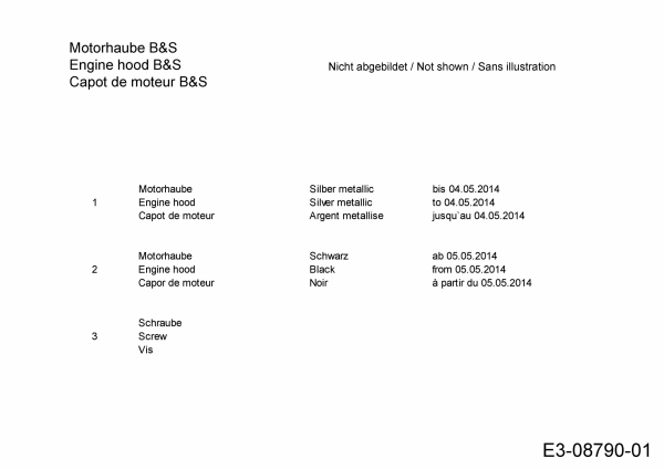 Ersatzteile Mr.Gardener Motormäher mit Antrieb HW 46 BA-ES Typ: 12AETN8U629  (2014) Motorhaube B&S
