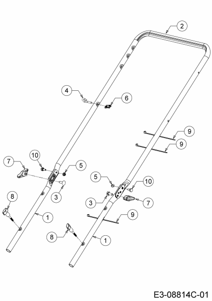 Ersatzteile MTD Benzin Rasenmäher ohne Antrieb Yard Machines 21 Typ: 11A-A13Z360  (2017) Holm 