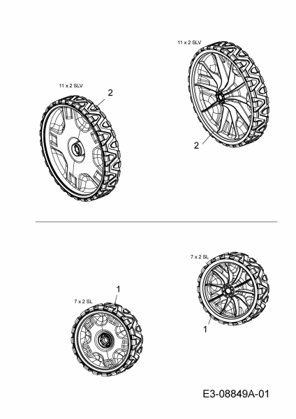 Ersatzteile MTD Benzin Rasenmäher ohne Antrieb Gold 21 Typ: 11A-B24T315  (2015) Räder 