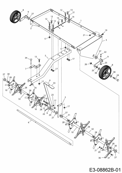 Ersatzteile Zubehör Garten- und Rasentraktoren Rasenlüfter 45-02992  (196-009-000) Typ: 196-009-000  (2016) Grundgerät