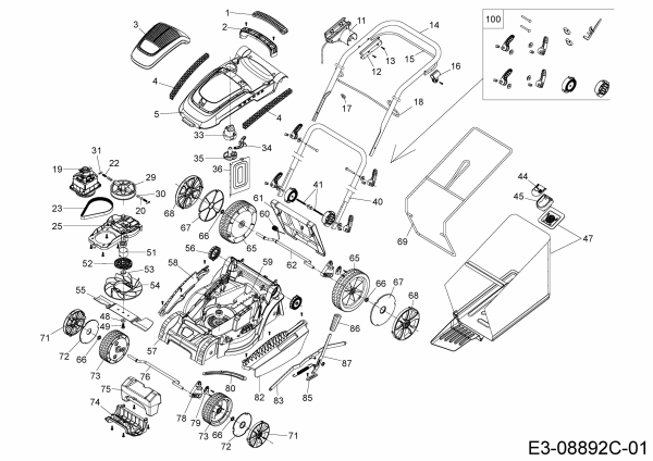 Ersatzteile WOLF-Garten Elektro Rasenmäher ohne Antrieb A 370 E Typ: 18BKHJH2650  (2021) Grundgerät 