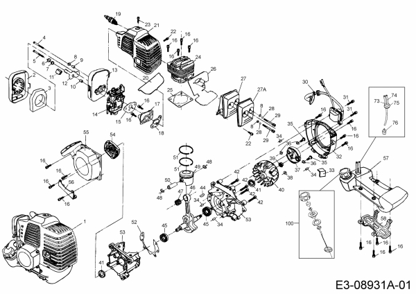 Ersatzteile MTD Motorsense Smart BC 33 Typ: 41ATG0K-678  (2016) Motor 