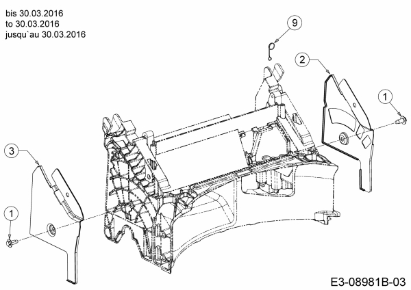 Ersatzteile MTD Benzin Rasenmäher mit Antrieb 53 SPOES Typ: 12AEPYS7600  (2016) Holmbraketten bis 30.03.2016 