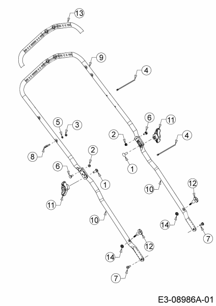 Ersatzteile MTD Benzin Rasenmäher mit Antrieb LMEX 53 K Typ: 12A-PH7D682  (2015) Holm 