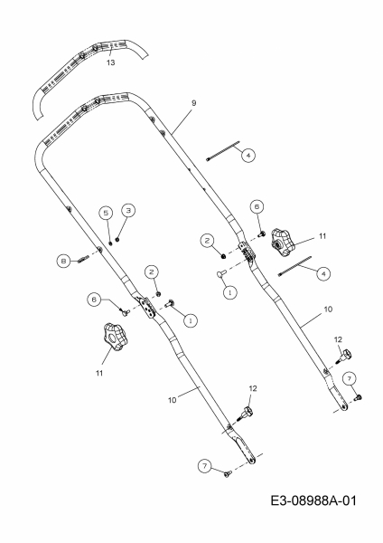 Ersatzteile MTD Benzin Rasenmäher mit Antrieb BE 53 HW Typ: 12A-PH5L648  (2015) Holm 