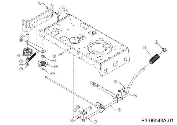 Ersatzteile MTD Rasentraktor H 180 Typ: 13AQ698G678  (2004) Pedalwelle, Spannrollen Fahrantrieb 