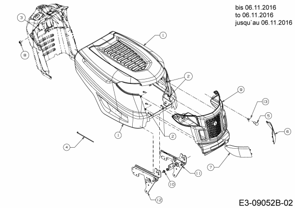 Ersatzteile MTD Rasentraktor Smart RG 145 Typ: 13HM76KG600  (2017) Motorhaube K-Style bis 06.11.2016 