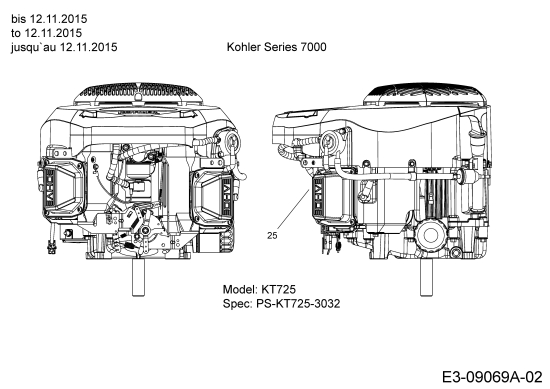 Cub Cadet Ersatzteile Rasentraktoren CC 1022 KHT 13HP93AT603  (2016) Motor Kohler bis 12.11.2015